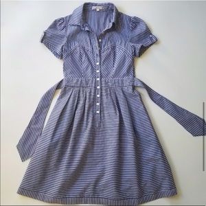 Nanette Lepore Belted Pinstripe Shirt Dress size 6